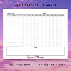 dream , 3 styles , daily , monthly habit tracker , goal , pdf , digital file , print ready , printable , blank , undated