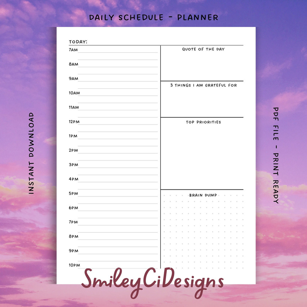 Plan  2 Styles  Hourly  Daily Schedule  Gratitude  Inspiration  PDF  Digital File  Printable  Blank  Task  To Do  Planner.jpg