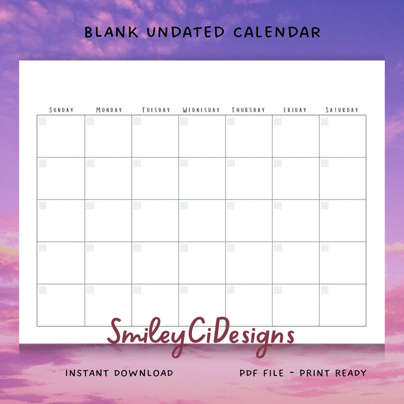 Sprinkle 3 Styles Blank Month Calendar PDF Digital File Print Ready Printable Undated Monthly Yearly Planner.jpg