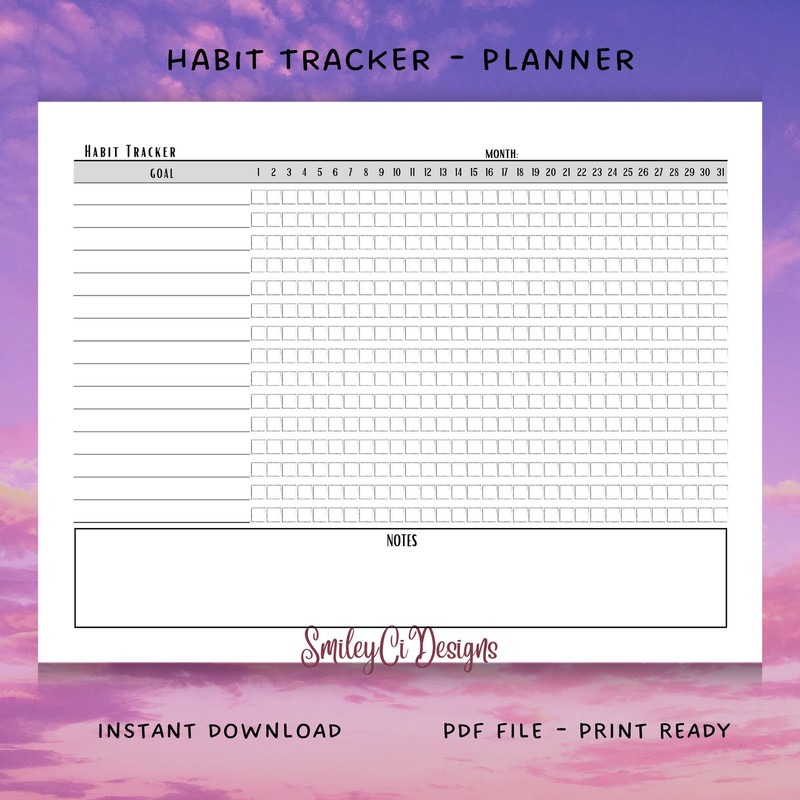 Tall 3 Styles Daily Monthly Habit Tracker Goal PDF Digital File Print Ready Printable Blank Undated Monthly Yearly.jpg