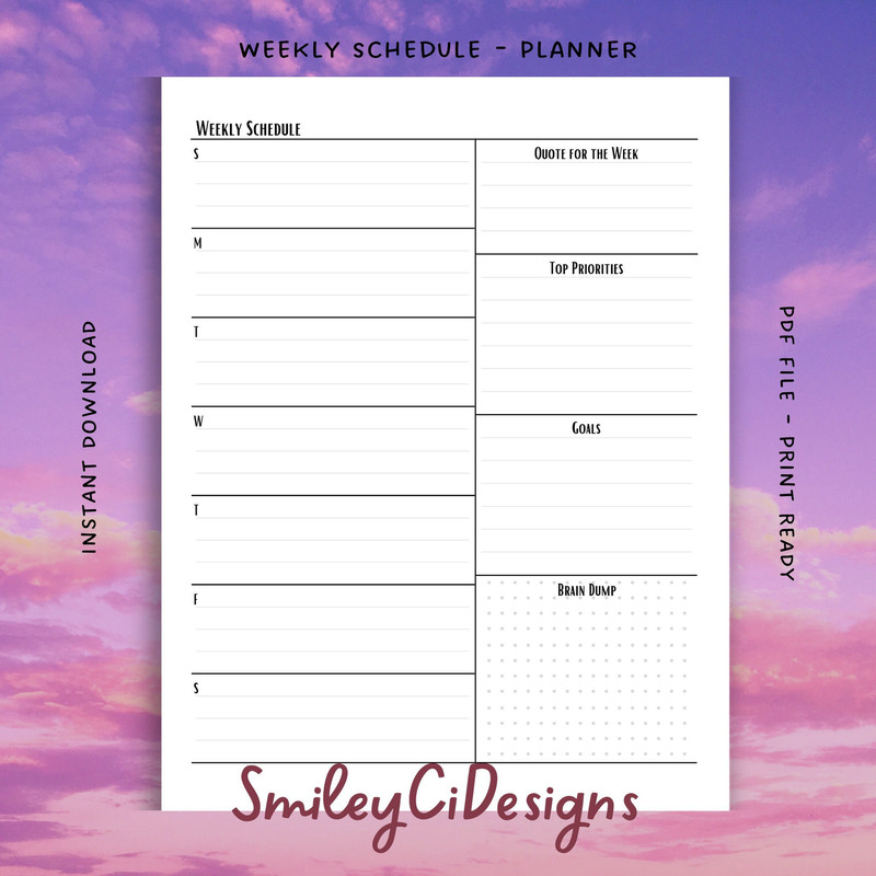 Tall 3 Styles Weekly Schedule Tracker Organizer PDF Digital File Printable Blank Task To Do Reminder Planner.jpg