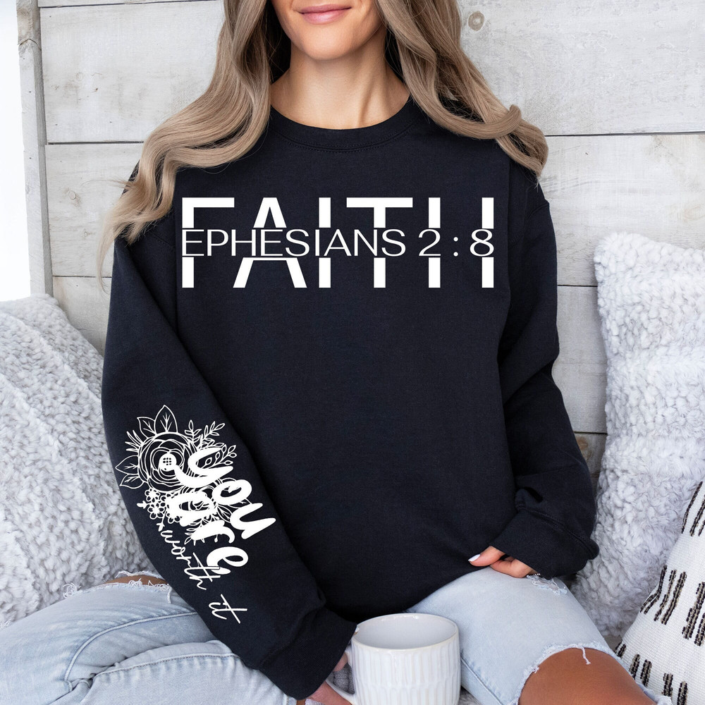 Elegant Christian Faith Quote SVG PNG, You Worth it Floral Quote Svg, Christian Shirt svg, Bible Verse svg, Scripture svg, Religious Svg.jpg