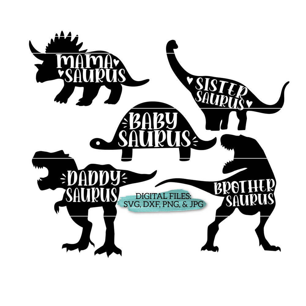 Family Matching Dinosaur Shirts SVG BUNDLE, Dinosaur Birthday Decorations Digital Files, Dinosaur Family Silhouette Baby Shower Clipart.jpg
