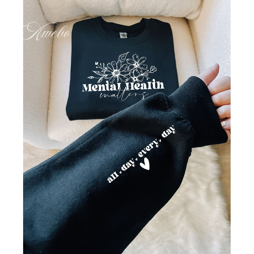 Mental Health Matters All Day Svg Png, Boho Self Love Svg, Floral Positive Quote Svg, Daily Affirmations Svg, Motivational Sleeve Shirt Svg.jpg