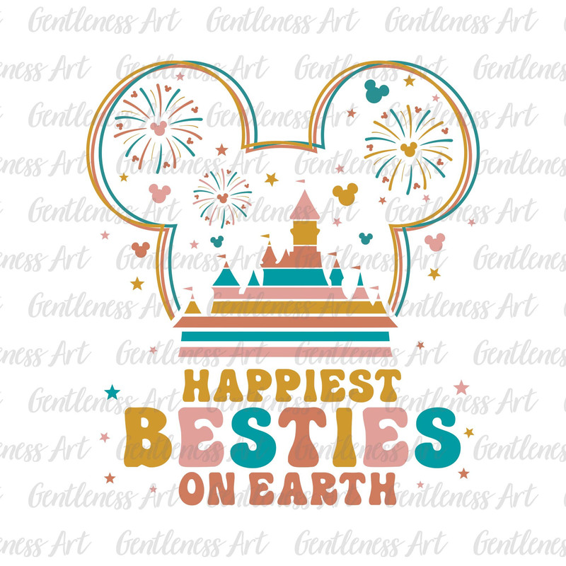Happiest Besties On Earth Svg, Family Trip Svg, Mother's Day, Groovy Style Svg, Vacay Mode Svg, Magical Kingdom Svg.jpg
