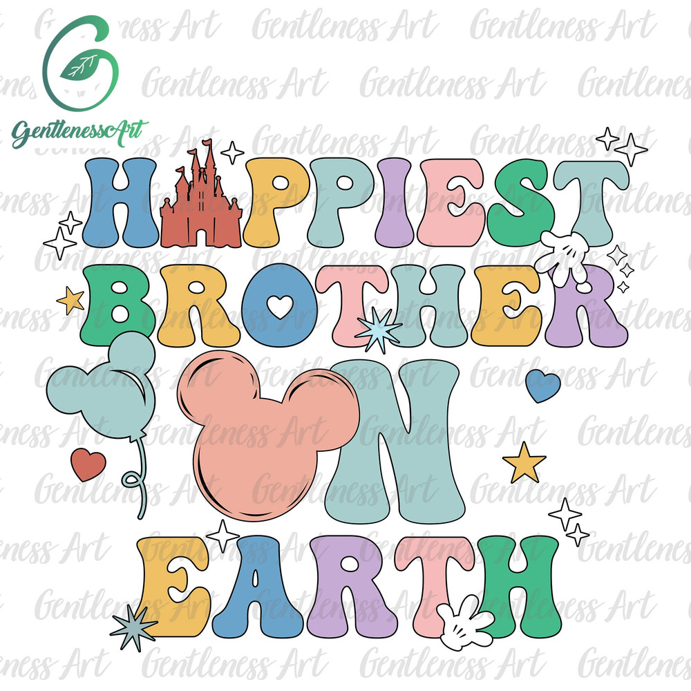 Happiest Brother On Earth Svg, Family Trip Svg, Groovy Style, Father's Day, Vacay Mode Svg, Magical Kingdom Svg, Gift For Dad, Mouse Head.jpg