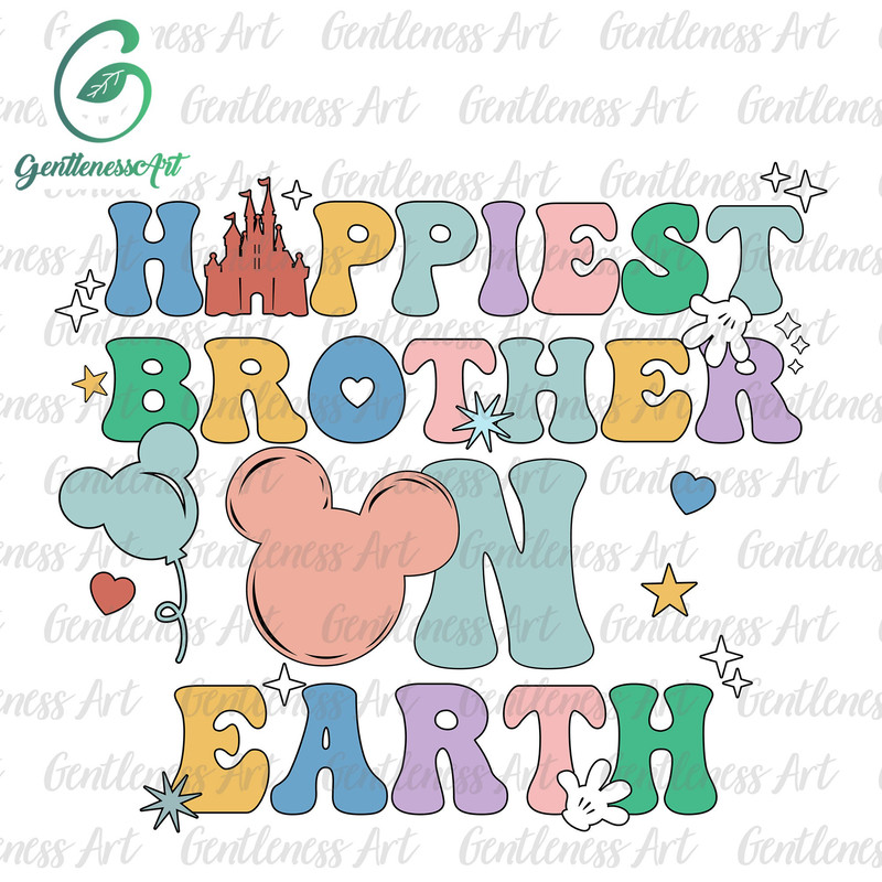 Happiest Brother On Earth Svg, Family Trip Svg, Groovy Style, Father's Day, Vacay Mode Svg, Magical Kingdom Svg, Gift For Dad, Mouse Head.jpg