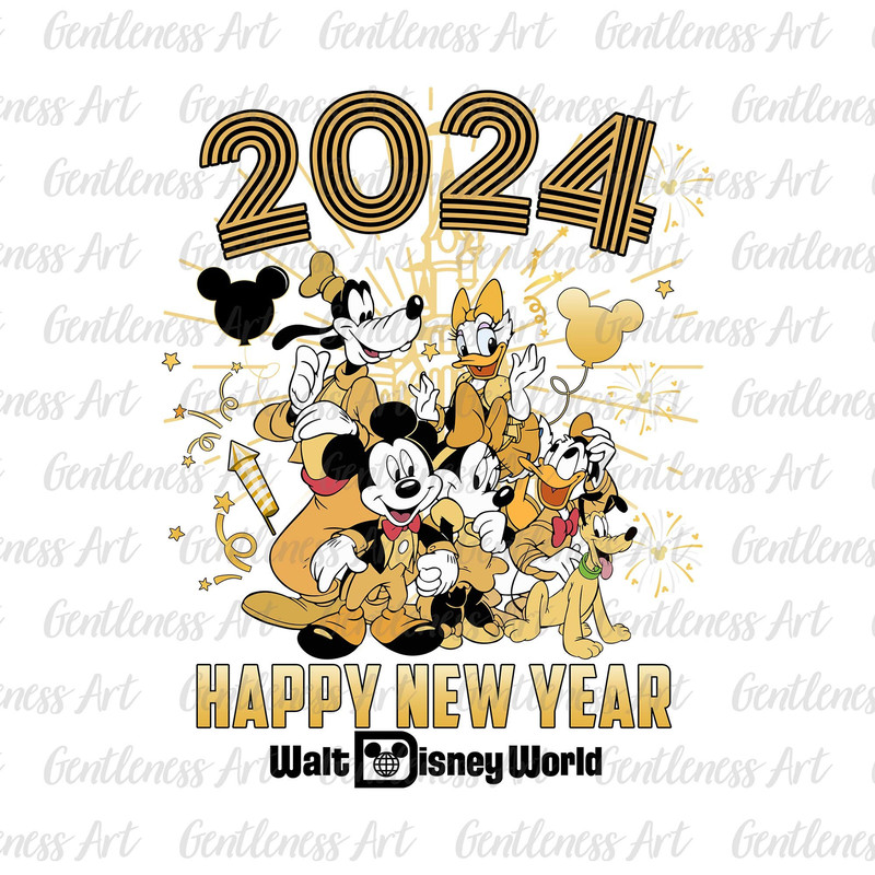 Happy New Year 2024 Png, New Year 2024 Png, Holiday Season Png, Magic Kingdom, Vintage New Year Png 2.jpg