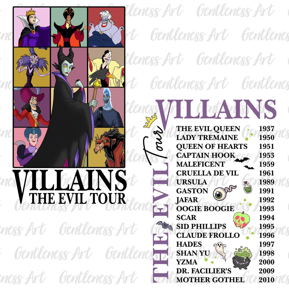 Vintage Villains Evil Tour Png, Retro Villains Characters Concert Music Png, Evil Friends Matching Png.jpg