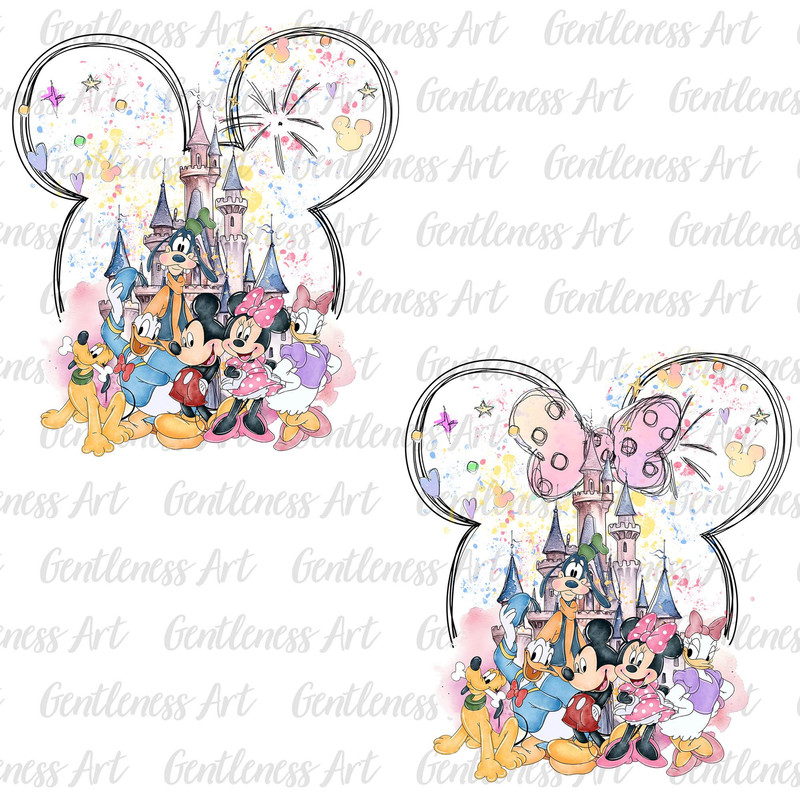 Watercolor Castle Png, Mouse Ear Castle Png, Retro Colorful Castle Png, Sublimation Design Png, Magic Kingdom Png, Instant Download.jpg