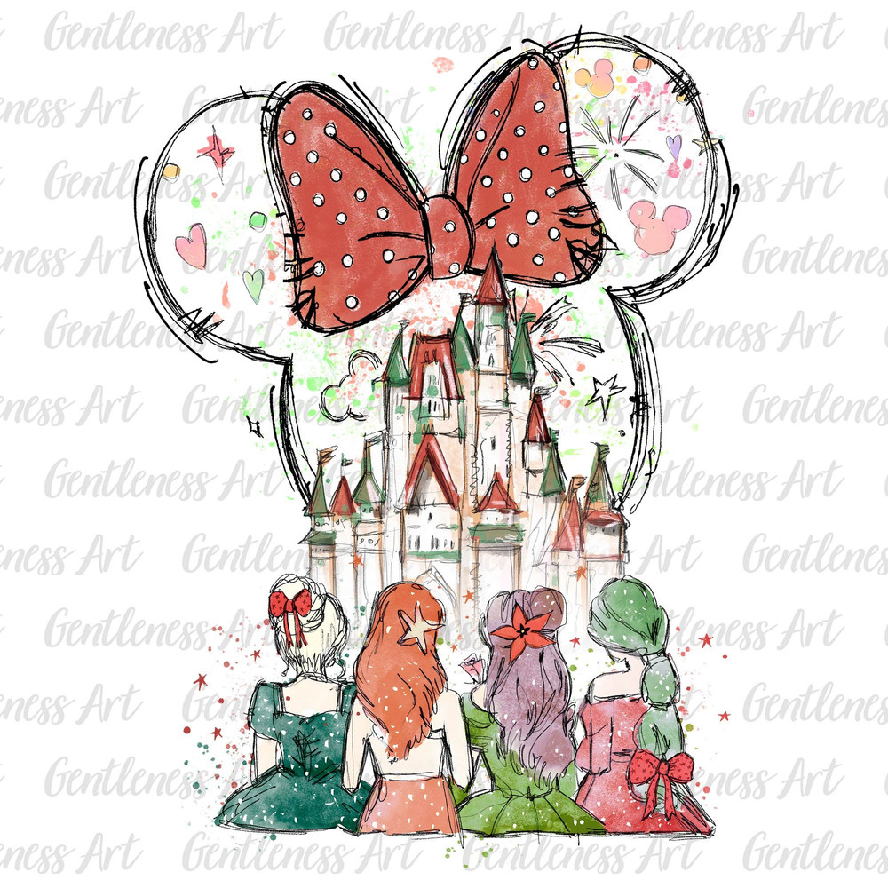 Watercolor Princesses Png, Mouse Ear Castle Png, Retro Colorful Castle Png, Sublimation Design Png, Magic Kingdom Png, Instant Download.jpg