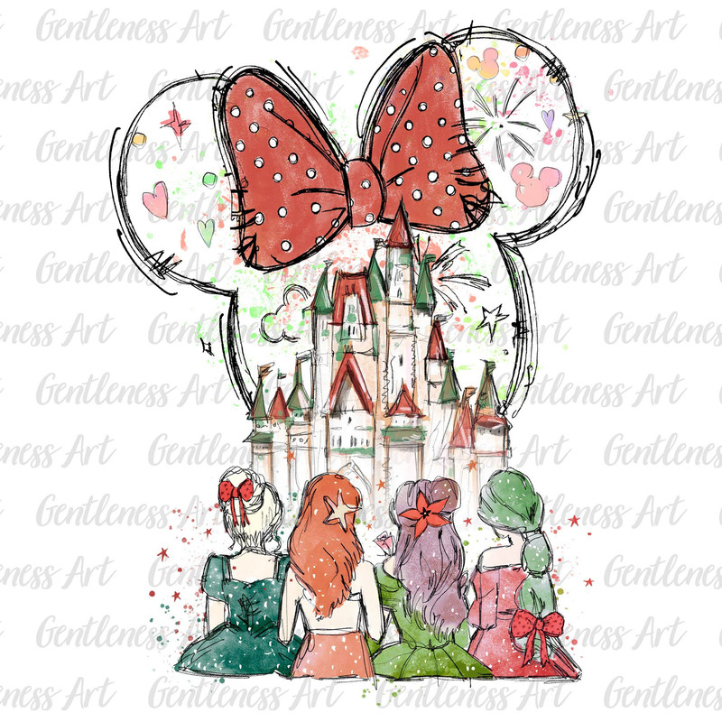 Watercolor Princesses Png, Mouse Ear Castle Png, Retro Colorful Castle Png, Sublimation Design Png, Magic Kingdom Png, Instant Download.jpg