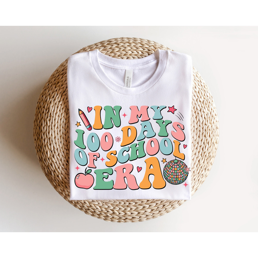 Retro 100 days of school SVG, In my 100 days of school era, Retro Apple Png, 100 days of school Teacher Shirt, Svg Files for Cricut.jpg