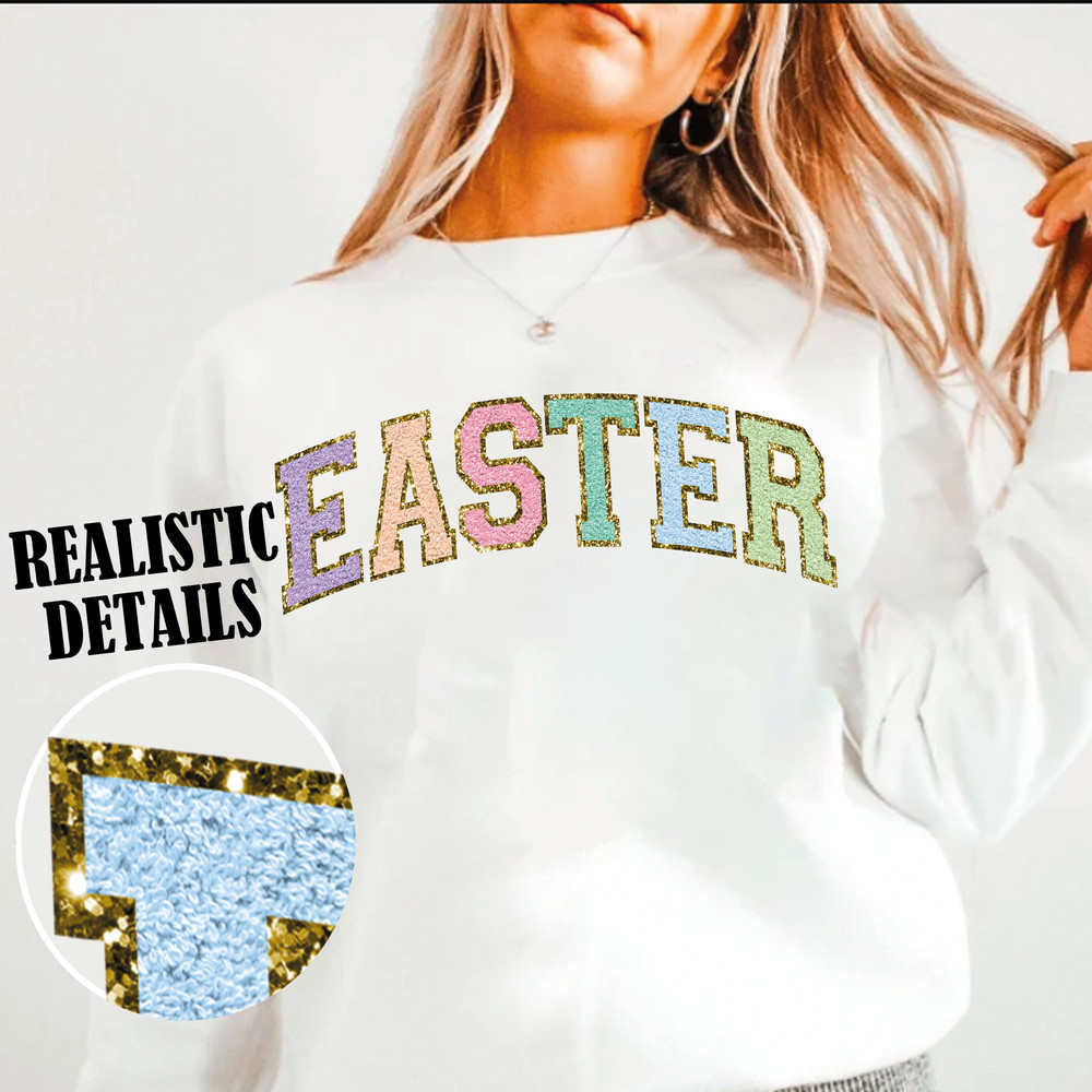 Chenille Easter PNG Easter Day Png Easter Png Easter Vibes Png Easter trendy chenille png, gold Glitter png.jpg