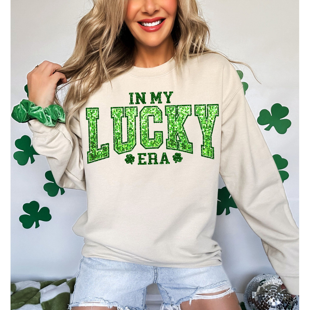 Faux Glitter In My Lucky Era png, St Patricks Day png, Shamrock Png, Clover Glitter Png, Retro St Patricks Shirt, trendy st patrick shirt.jpg