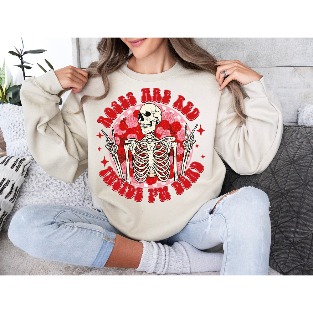 Funny Valentine PNG, Retro Sublimation, Roses are Red Inside I'm Dead Digital Download, Valentine's Day, Skeleton Heart trendy vday tshirt.jpg