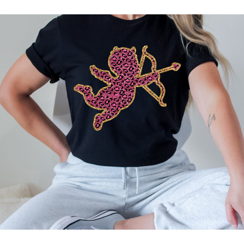 Gold Glitter Cupid png, Valentines Day Cupid Png, Cupid Png, Retro VDay Png,Faux Glitter, Trendy Vday, Pink Leopard Cupid Sublimation.jpg