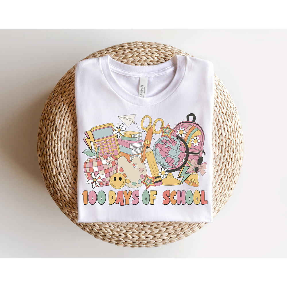 Happy 100 Days Of School PNG, Groovy Smile 100th day, Trendy Teacher png, PNG Download, Girl Shirt, Png Download, School Sublimation.jpg