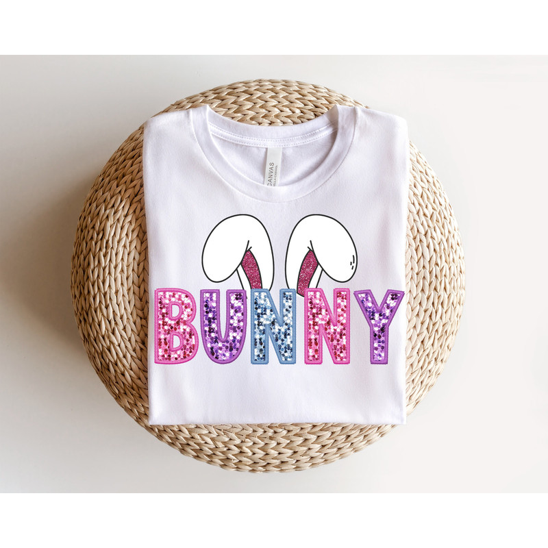 Trendy Easter, Bunny Vibes, Embroidery Faux Sequins, Cute Bunny Easter Png, Cute Easter Day Design, Trendy Easter, Glitter Bunny Sublimation.jpg