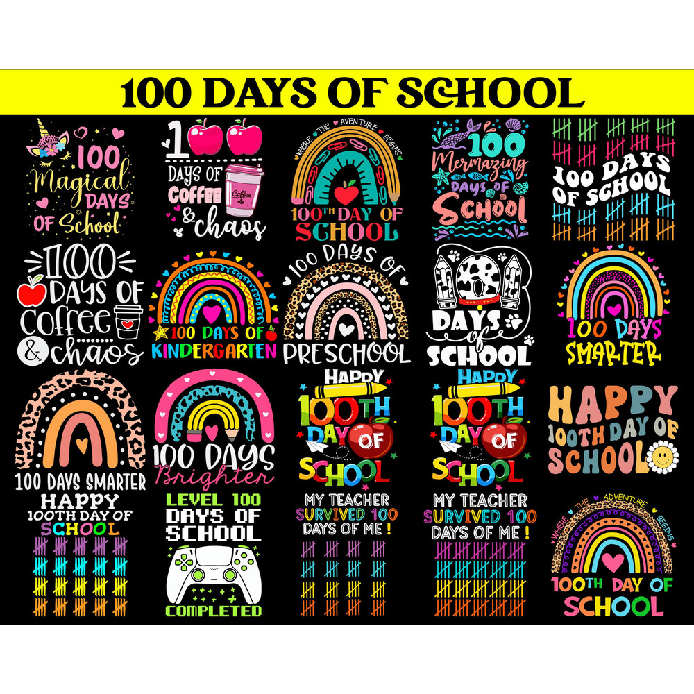 100 Days of School Svg Bundle, Happy 100 Days of School Svg, Back to School Svg, Teacher School Svg, 100 Days of School Shirt, School 100th.jpg