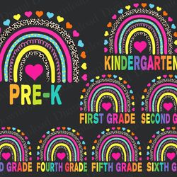 back to school svg bundle, hello school grade rainbow svg, boho rainbow svg, first day of school svg, throughout from pr
