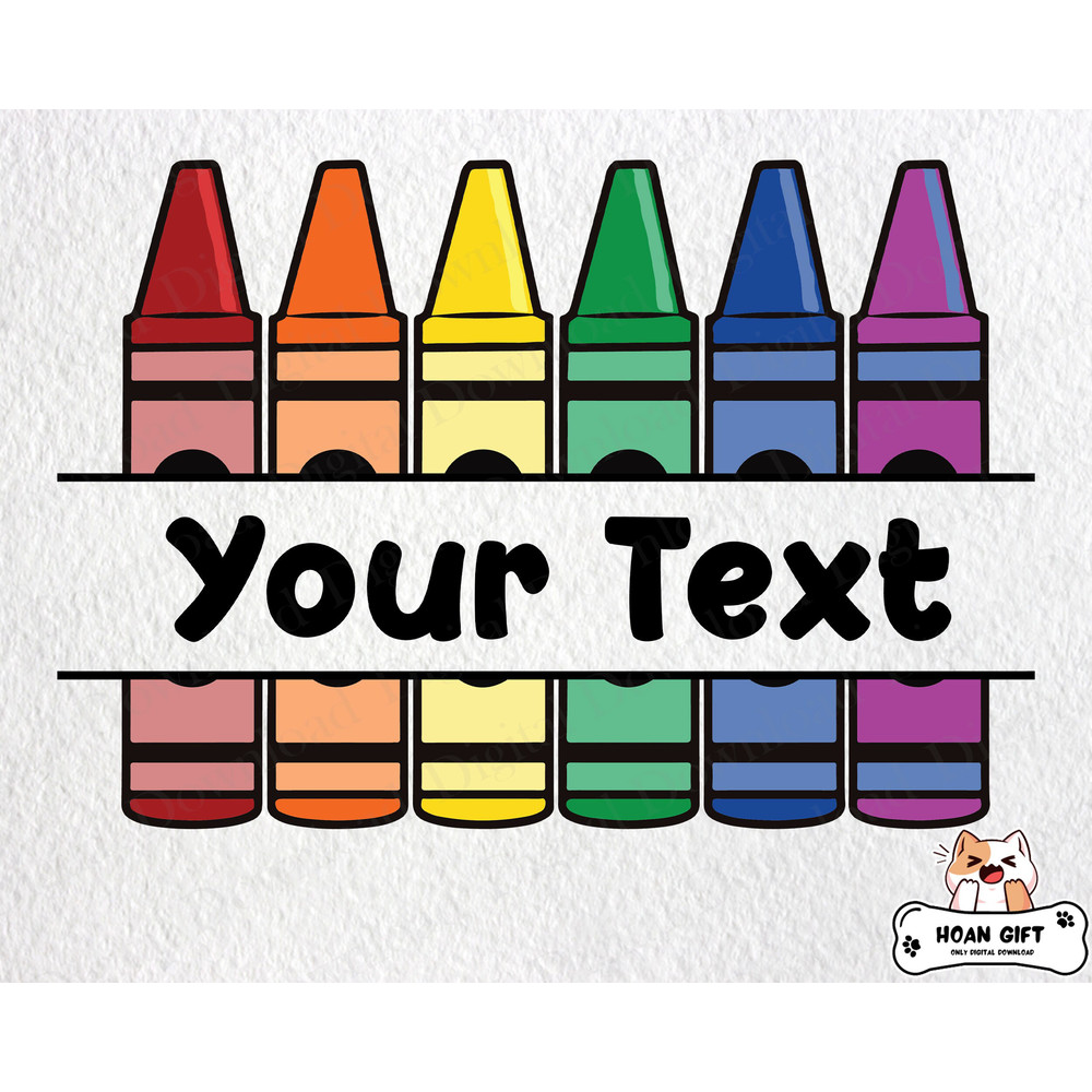 Crayon Name Frame Svg, Crayon Split Monogram Frame, Teacher Svg, School Svg, Back to School Svg, Custom Name, Gift for Teacher and Student.jpg