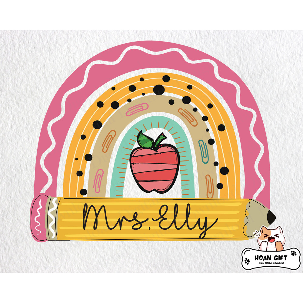 Personalization Back To School Png, Boho Rainbow Teacher Png, School Png, Back to School Png, Gift for Teacher and Student.jpg