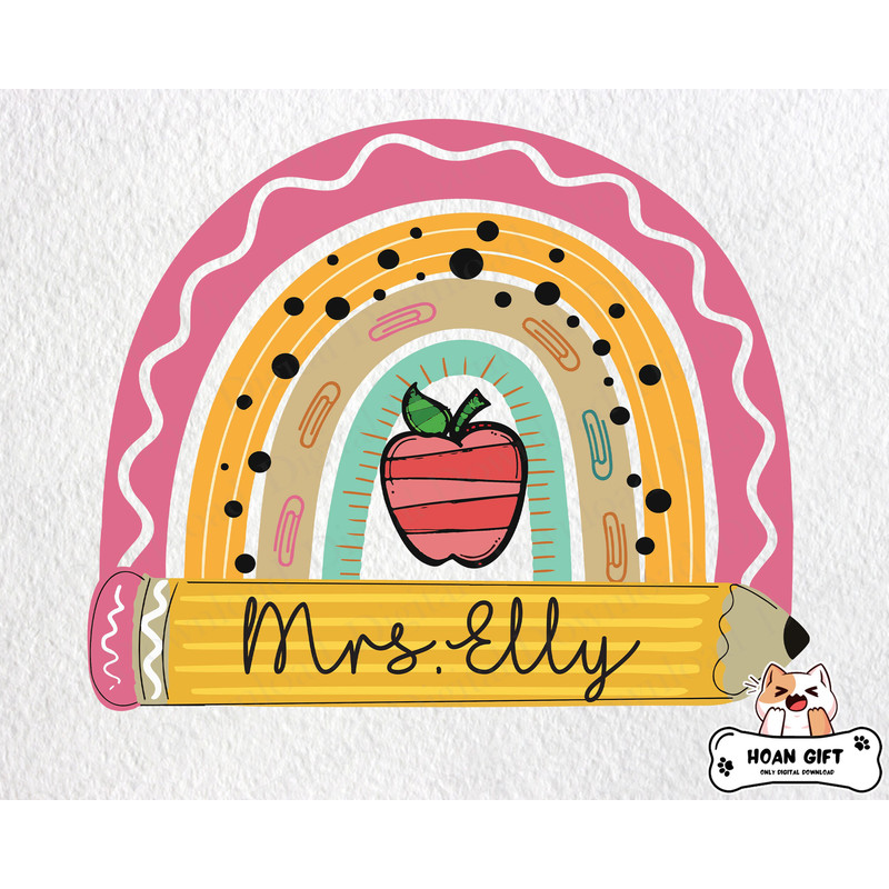 Personalization Back To School Png, Boho Rainbow Teacher Png, School Png, Back to School Png, Gift for Teacher and Student.jpg