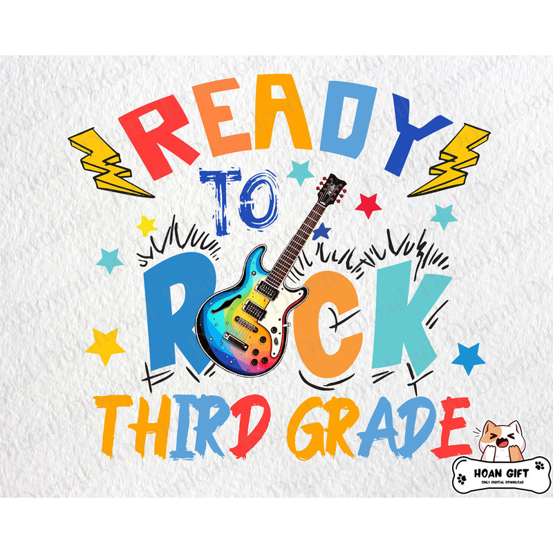 Ready To Rock Third  Grade Png, Back to School Png, 1st Day of School, Ready To Rock Png, Teacher Png, Hello 3rd Grade Png for Sublimation.jpg