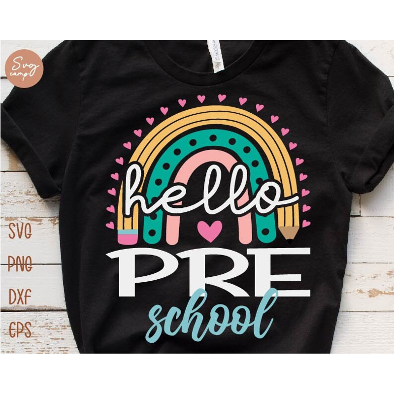 Hello PreSchool Svg, First day of School Svg, School Rainbow Svg, PreSchool Svg, Back To School Svg, Kids School Shirt Svg File.jpg