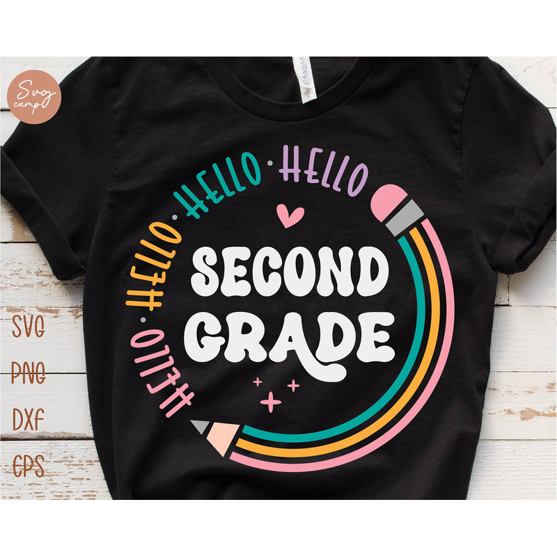 Hello Second Grade Svg, First day of School Svg, Hello 2nd Grade Svg, Back To School Svg,Girl School Shirt Design, Kids School Shirt Svg.jpg