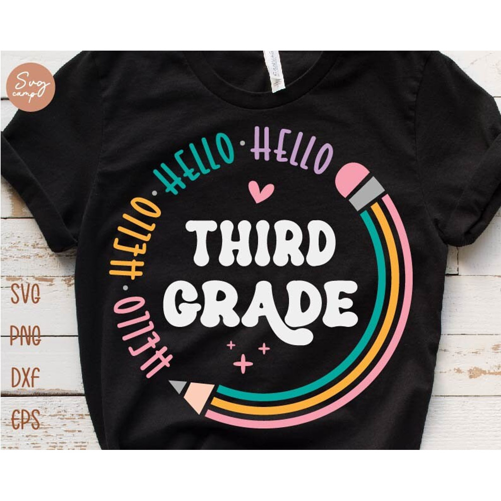 Hello Third Grade Svg, First day of School Svg, Hello 3rd Grade Svg, Back To School Svg, Girl School Shirt Design, Kids School Shirt Svg.jpg