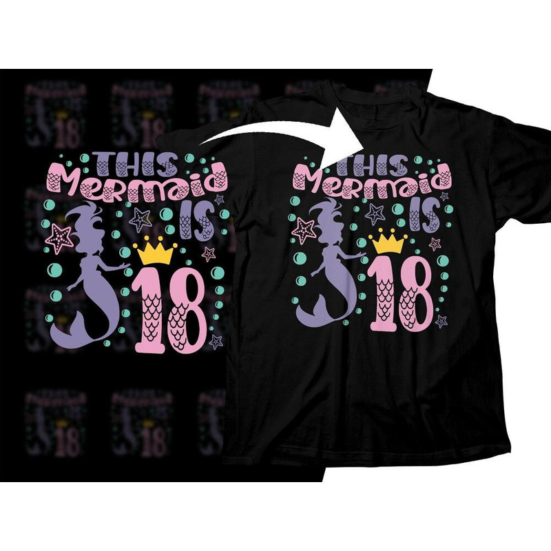 18th Birthday Mermaid Svg Png, 18 Year Old Birthday Girl Svg, Eighteenth Birthday Party Svg, Mermaid Party Svg File Cricut Sublimation.jpg
