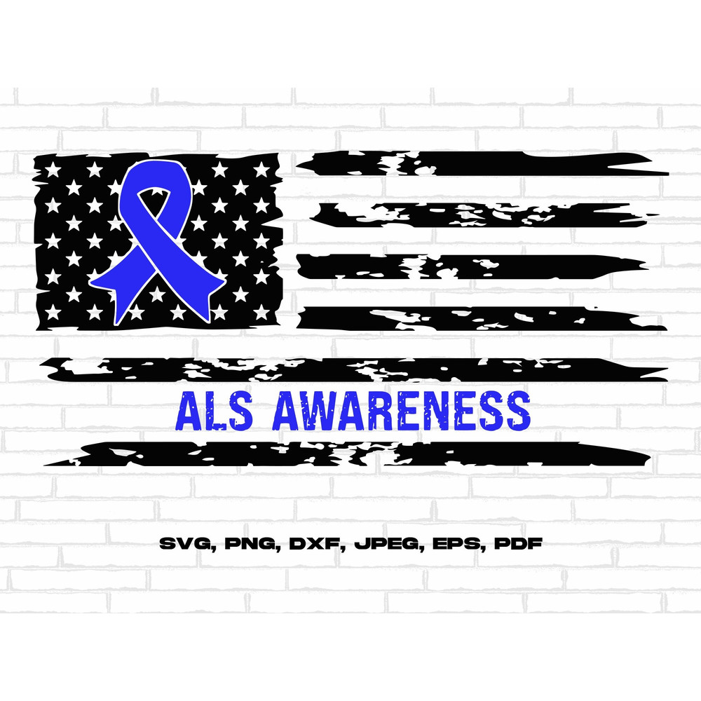 ALS Awareness Svg Png, Als Awareness USA Flag Svg, Blue Ribbon Svg Cricut Ready to Press Sublimation Design.jpg