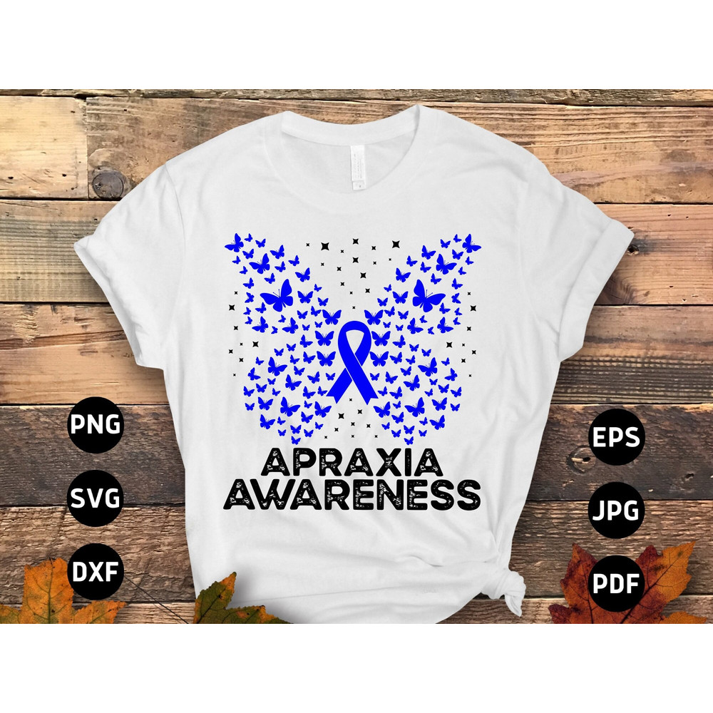 Apraxia Awareness Svg Png, Apraxia Butterfly Svg, Blue Ribbon Svg, Apraxia Support Svg Cricut File Sublimation Design.jpg