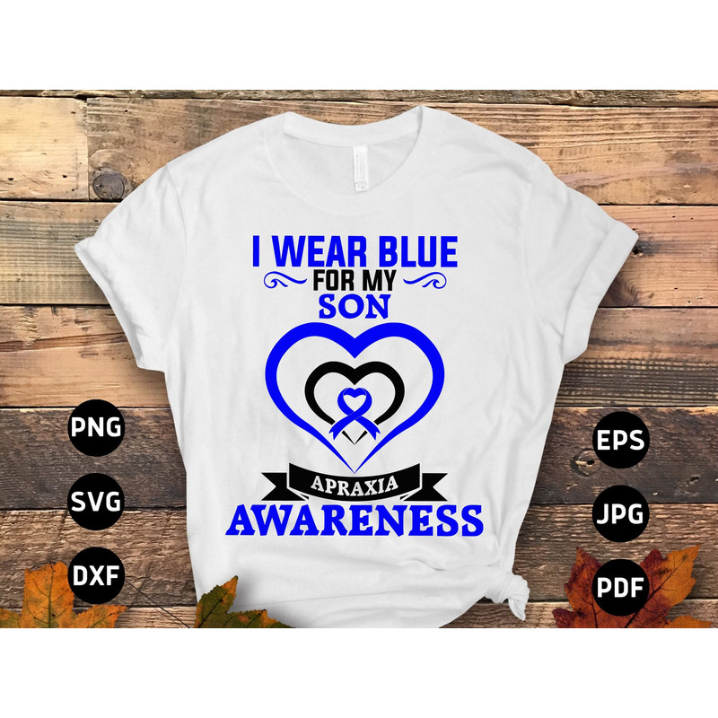 Apraxia Awareness Svg Png, I Wear Blue for My Son Svg, Blue Ribbon Svg, Apraxia Support Svg Cricut File Sublimation Design.jpg