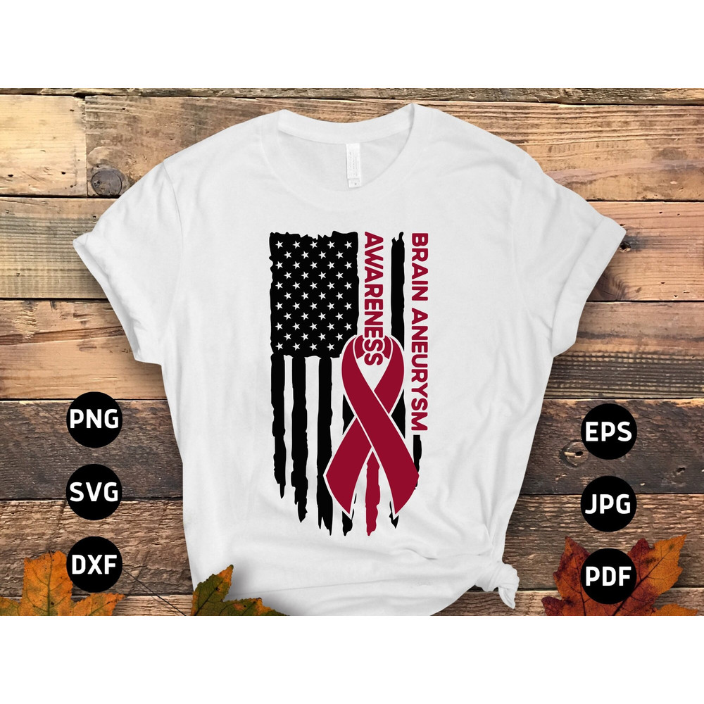 Brain Aneurysm Awareness Svg Png, Brain Aneurysm Flag Svg, Burgundy Ribbon Svg Cricut Sublimation Design.jpg