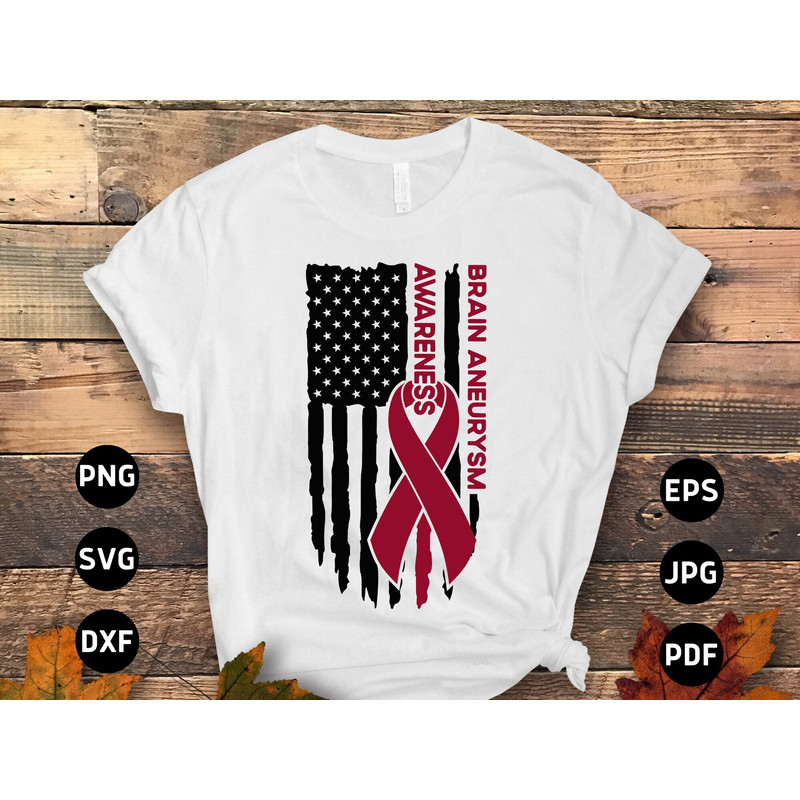 Brain Aneurysm Awareness Svg Png, Brain Aneurysm Flag Svg, Burgundy Ribbon Svg Cricut Sublimation Design.jpg