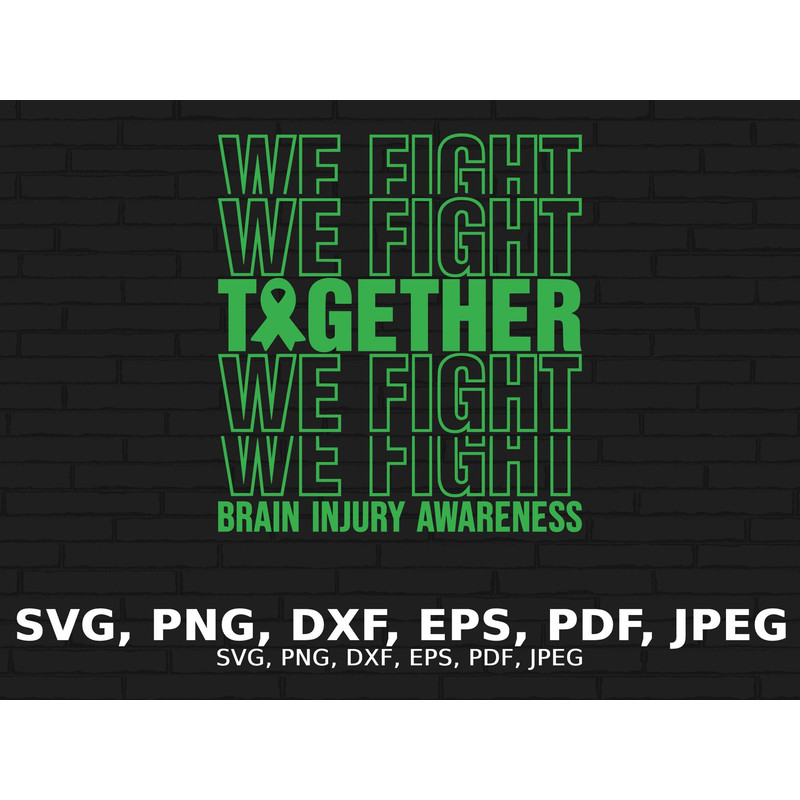 Brain Injury We Fight Together Svg, Brain Injury Awareness Svg Png, Green Ribbon Svg, Non-Traumatic TBI Svg, Afro Messy Bun Svg Sublimation.jpg