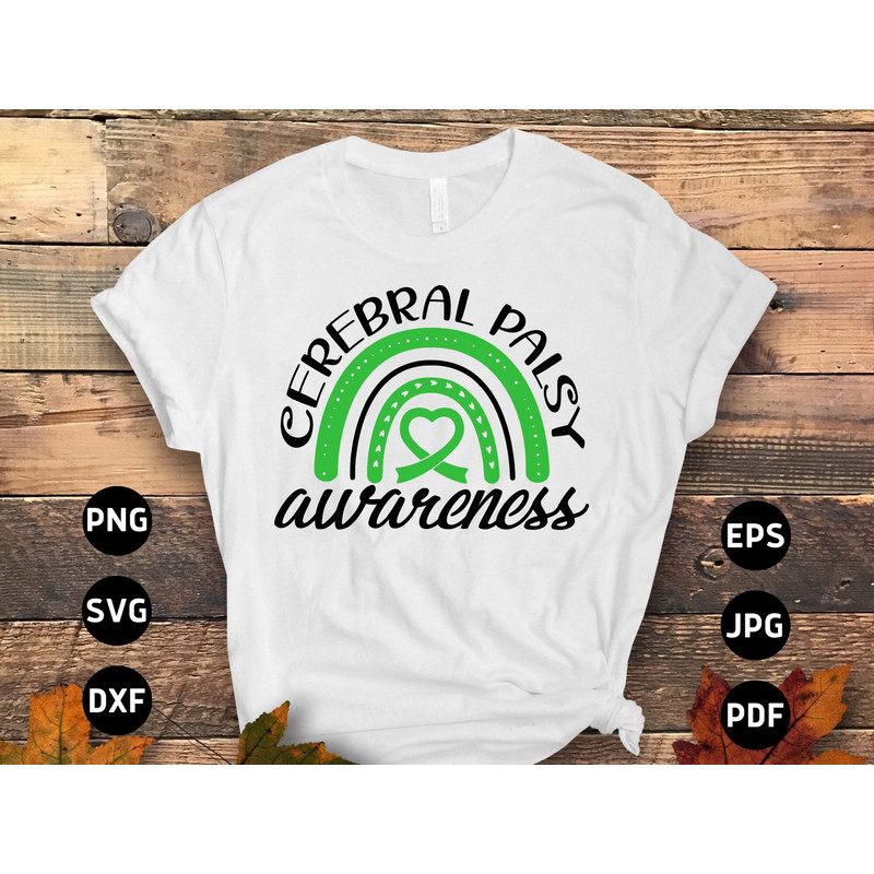 Cerebral Palsy Awareness Svg Png, Cerebral Palsy Rainbow Svg, Green Ribbon Svg Cricut Cut File Sublimation Designs 1.jpg