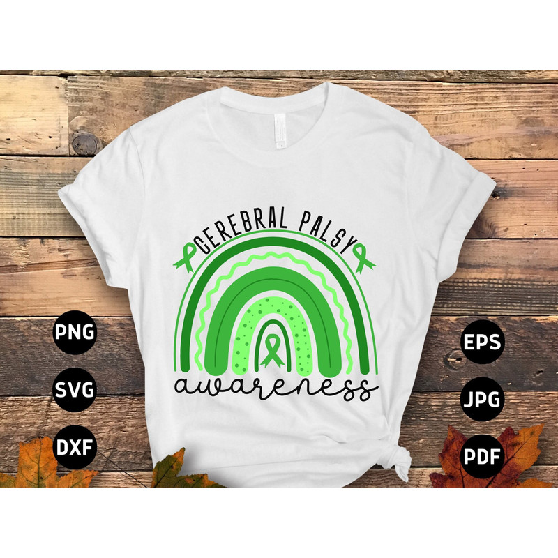 Cerebral Palsy Awareness Svg Png, Cerebral Palsy Rainbow Svg, Green Ribbon Svg Cricut Cut File Sublimation Designs.jpg