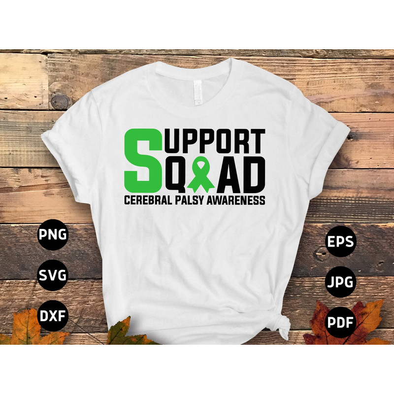 Cerebral Palsy Awareness Svg Png, Support Squad Svg, Green Ribbon Svg Cricut Cut File Sublimation Designs.jpg