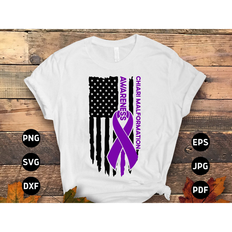 Chiari Malformation Awareness Svg Png, Flag Chiari Malformation Svg, Chiari Support Svg, Purple Ribbon Svg Cricut File Sublimation Design.jpg