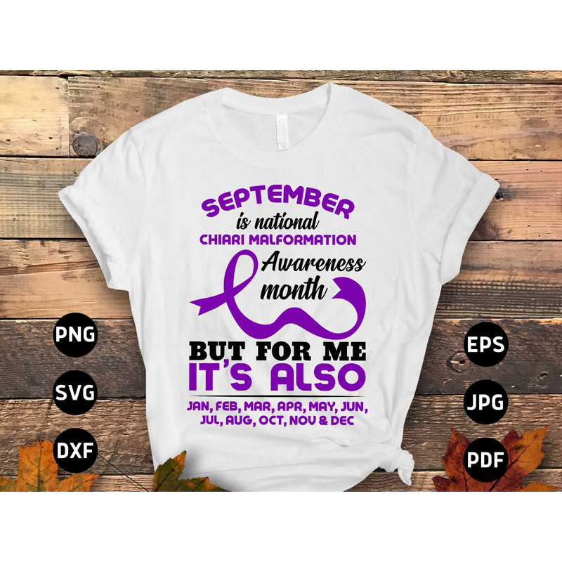 Chiari Malformation Awareness Svg Png, September Is National Chiari Malformation Awareness Month Svg, Chiari Support Svg, Purple Ribbon Svg.jpg