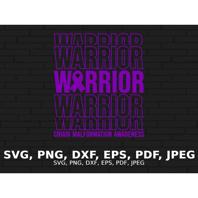 Chiari Malformation Warrior Svg, Chiari Malformation Awareness Svg Png, Chiari Support Svg, Purple Ribbon Svg Cricut File Sublimation Design.jpg