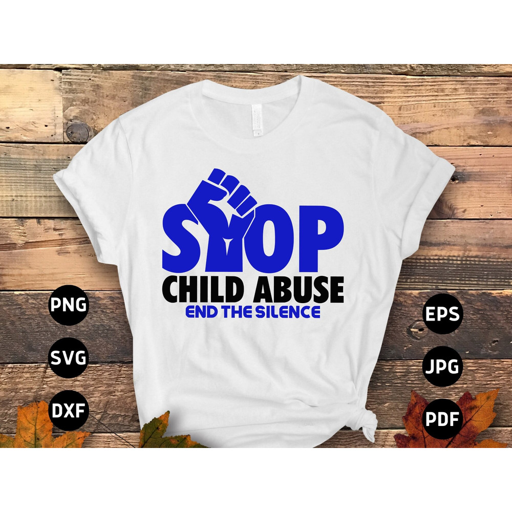Child Abuse Awareness Svg Png, Stop Child Abuse End The Silence Svg, Blue Ribbon Svg, Child Abuse Prevention Cricut Cut File Sublimation.jpg