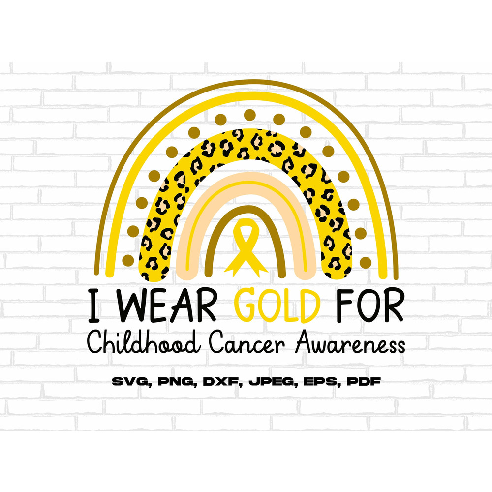 Childhood Cancer Awareness Svg Png, I Wear Gold For Childhood Cancer Svg, Pediatric Cancer Awareness Svg, Gold Ribbon Svg Cricut Sublimation.jpg