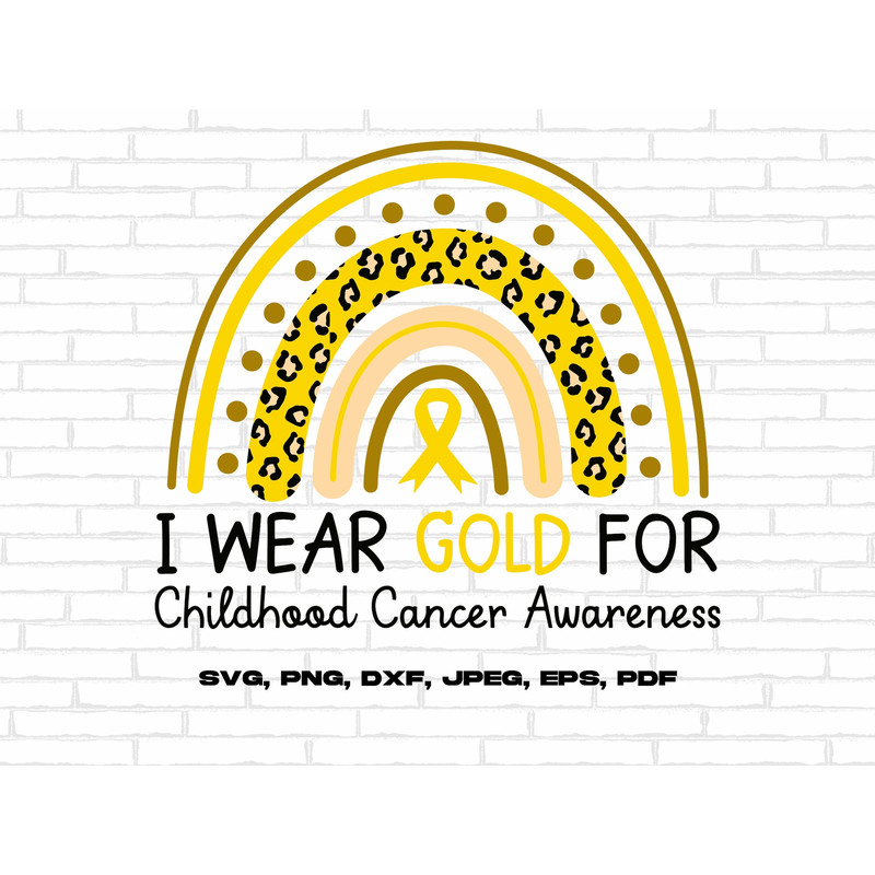 Childhood Cancer Awareness Svg Png, I Wear Gold For Childhood Cancer Svg, Pediatric Cancer Awareness Svg, Gold Ribbon Svg Cricut Sublimation.jpg