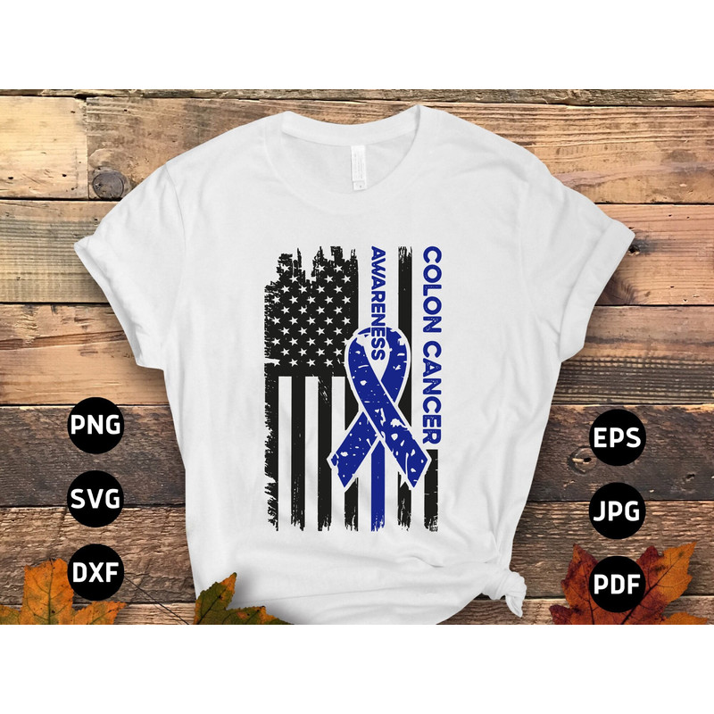 Colon Cancer Awareness Svg Png, Colon Cancer Awareness Flag Svg, Blue Ribbon Svg Cricut Sublimation Design 1.jpg