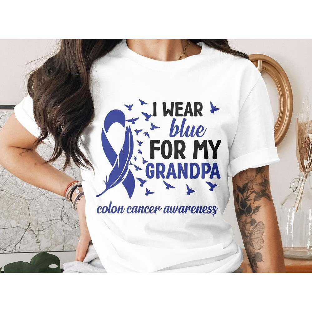 Colon Cancer Awareness Svg Png, I Wear Blue For My Grandpa Svg, Blue Ribbon Svg Cricut Sublimation Design.jpg